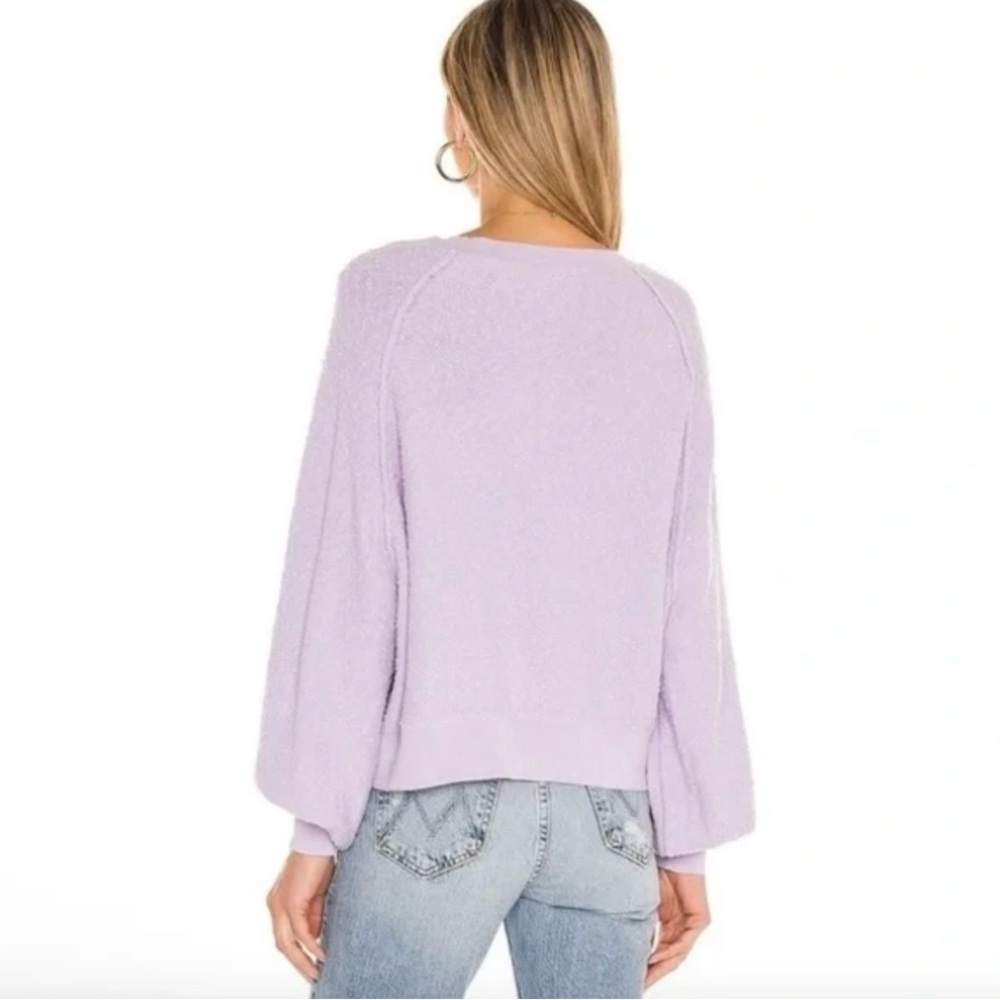 Free People Lavender Textured Pullover Sweater XS | Balloon Sleeve Cozy Fit - Picture 2 of 5